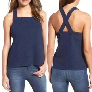 MADEWELL Navy Blue Cross Back Summer Tank Top Size XSmall